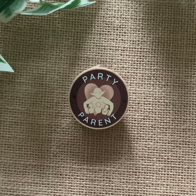 Wooden Pin Badge - Party Parent