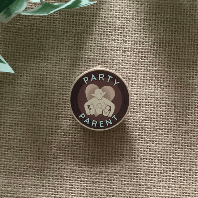 Wooden Pin Badge - Party Parent