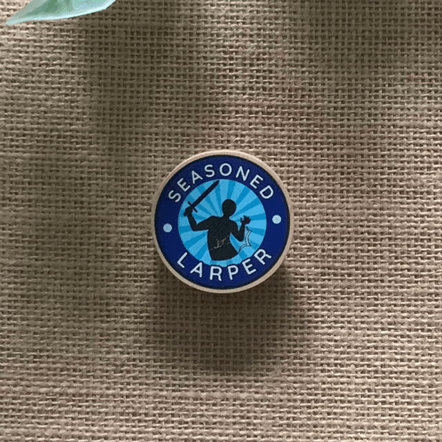 Wooden Pin Badge - Seasoned Larper